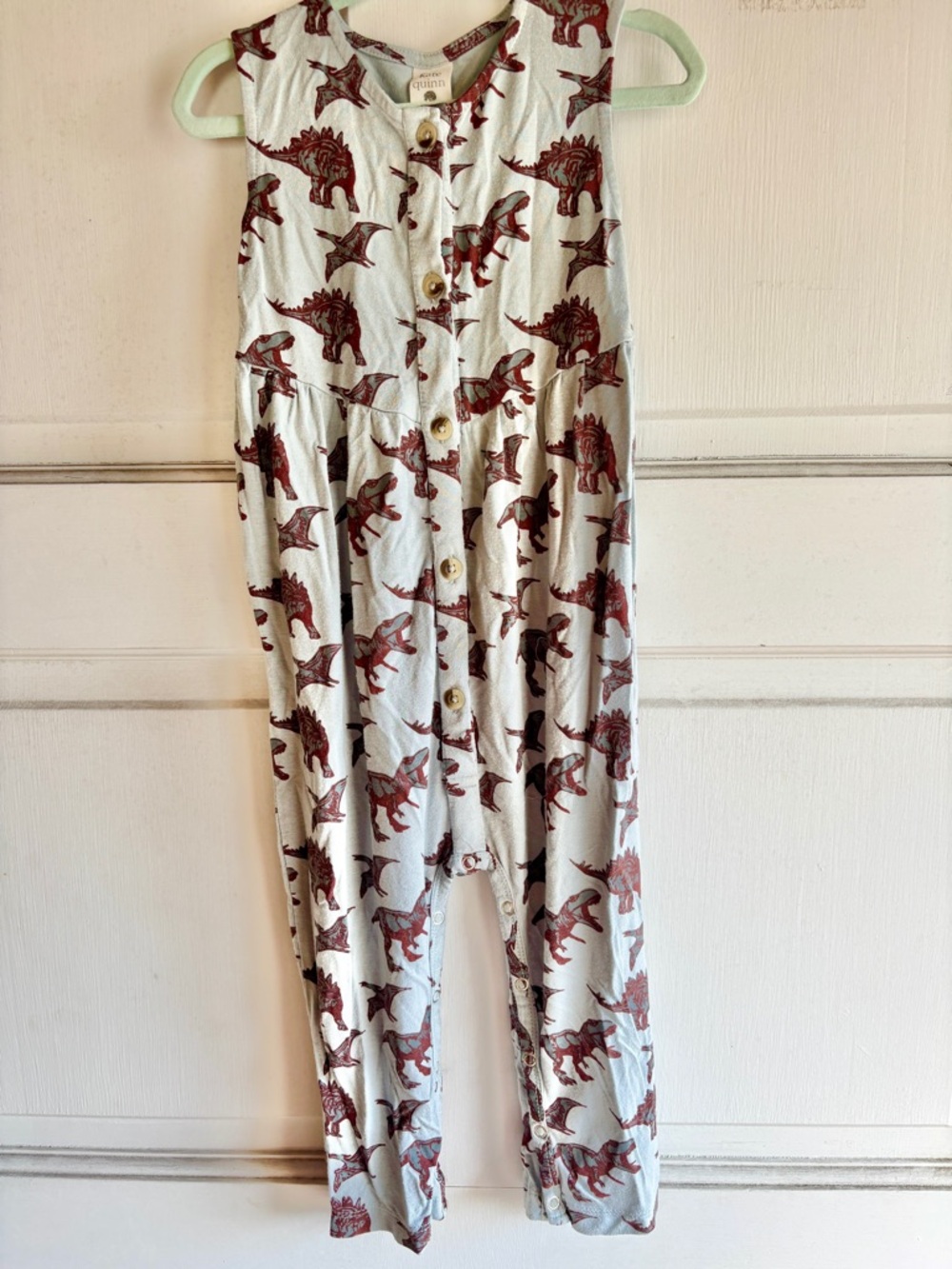 Kate Quinn Baby Romper 18-24M Dinosaur Print Sleeveless Jumpsuit Organic Bamboo